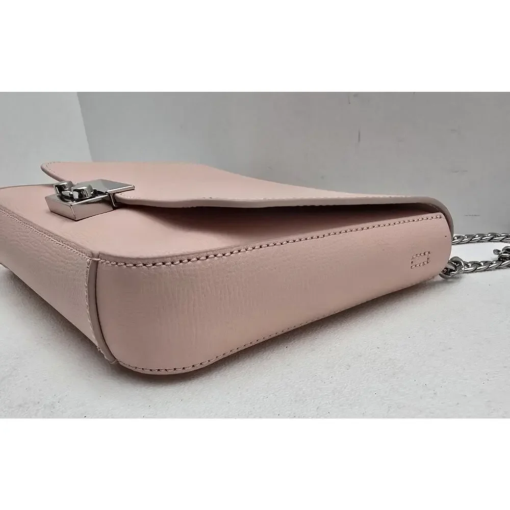 Loeffler Randall Leather Crossbody Clutch Salmon Pink Chain Strap Envelope Bag